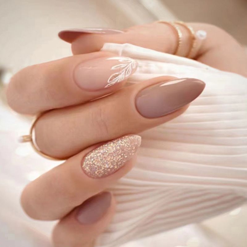 Ms.Miemie 24pcs Fake Nails Reusable Stick On Nails Press on Full Cover False Nail Tips with Jelly Stickers Makeup Accessorise