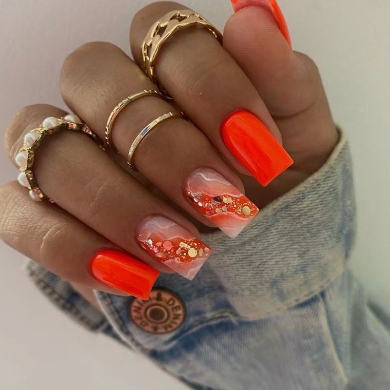 Ms.Miemie 24pcs Fake Nails Reusable Stick On Nails Press on Full Cover False Nail Tips with Jelly Stickers Makeup Accessorise view 2