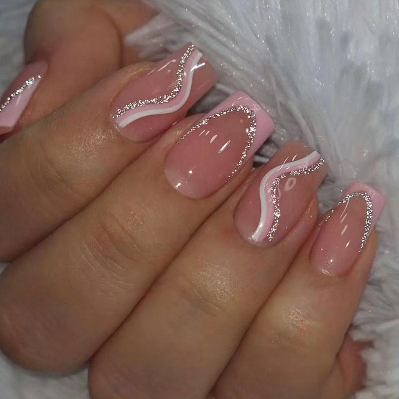 Ms.Miemie 24pcs Fake Nails Reusable Stick On Nails Press on Full Cover False Nail Tips with Jelly Stickers Makeup Accessorise view 3