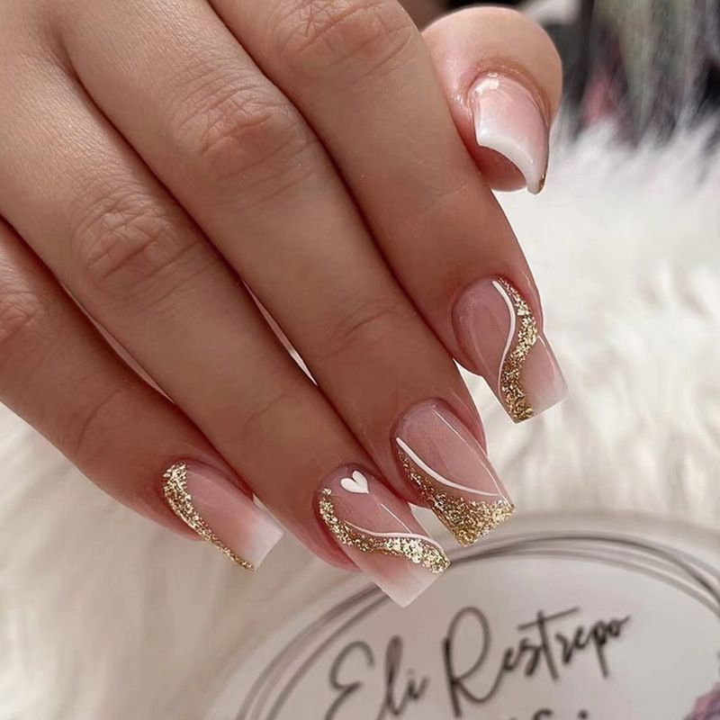 Ms.Miemie 24pcs Fake Nails Reusable Stick On Nails Press on Full Cover False Nail Tips with Jelly Stickers Makeup Accessorise view 5