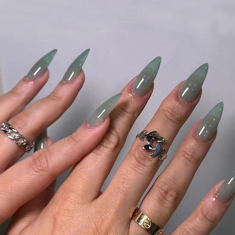 Ms.Miemie 24pcs Fake Nails Reusable Stick On Nails Press on Full Cover False Nail Tips with Jelly Stickers Makeup Accessorise view 2