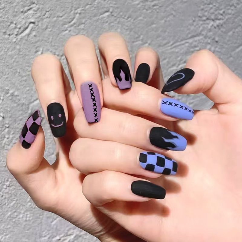 Ms.Miemie 24pcs Fake Nails Reusable Stick On Nails Press on Full Cover False Nail Tips with Jelly Stickers Makeup Accessorise view 5