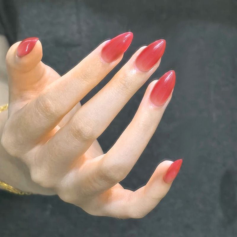 Ms.Miemie 24pcs Fake Nails Reusable Stick On Nails Press on Full Cover False Nail Tips with Jelly Stickers Makeup Accessorise