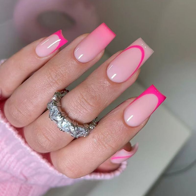 Ms.Miemie 24pcs Fake Nails Reusable Stick On Nails Press on Full Cover False Nail Tips with Jelly Stickers Makeup Accessorise view 2