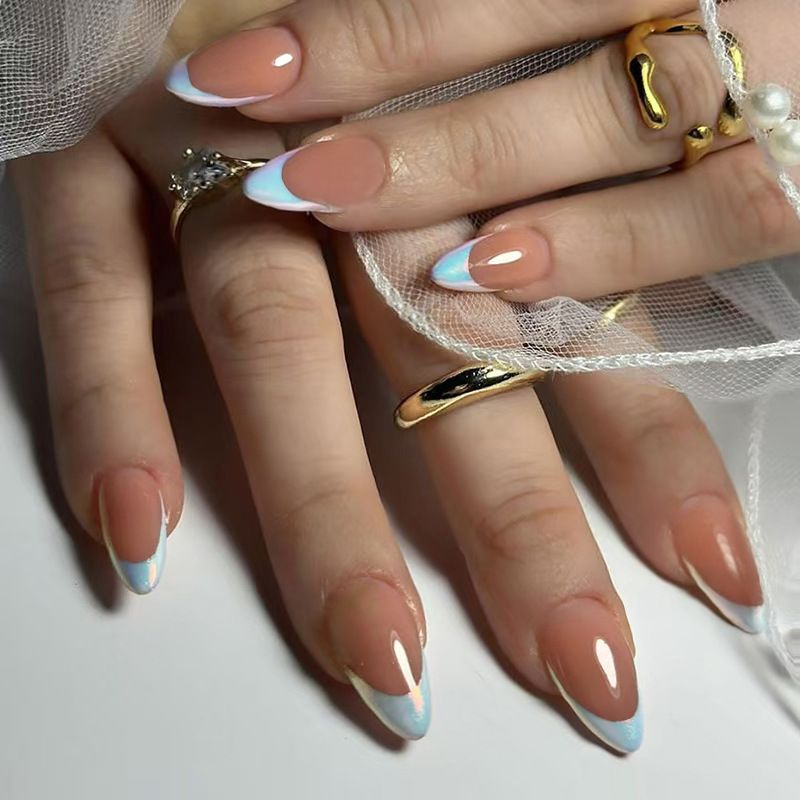 Ms.Miemie 24pcs Fake Nails Reusable Stick On Nails Press on Full Cover False Nail Tips with Jelly Stickers Makeup Accessorise