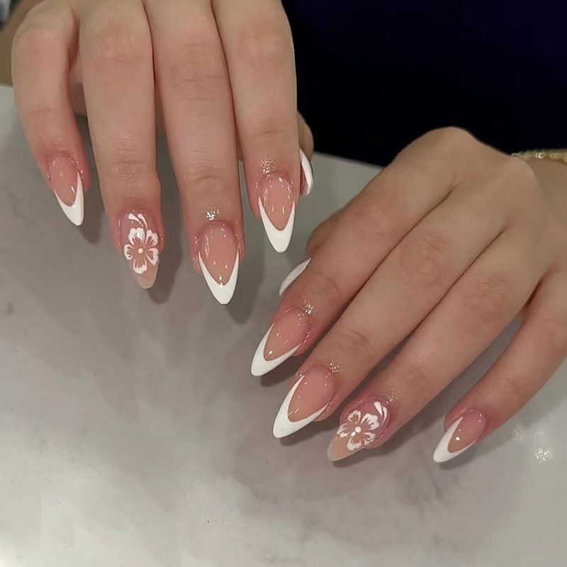 Ms.Miemie 24pcs Fake Nails Reusable Stick On Nails Press on Full Cover False Nail Tips with Jelly Stickers Makeup Accessorise view 4