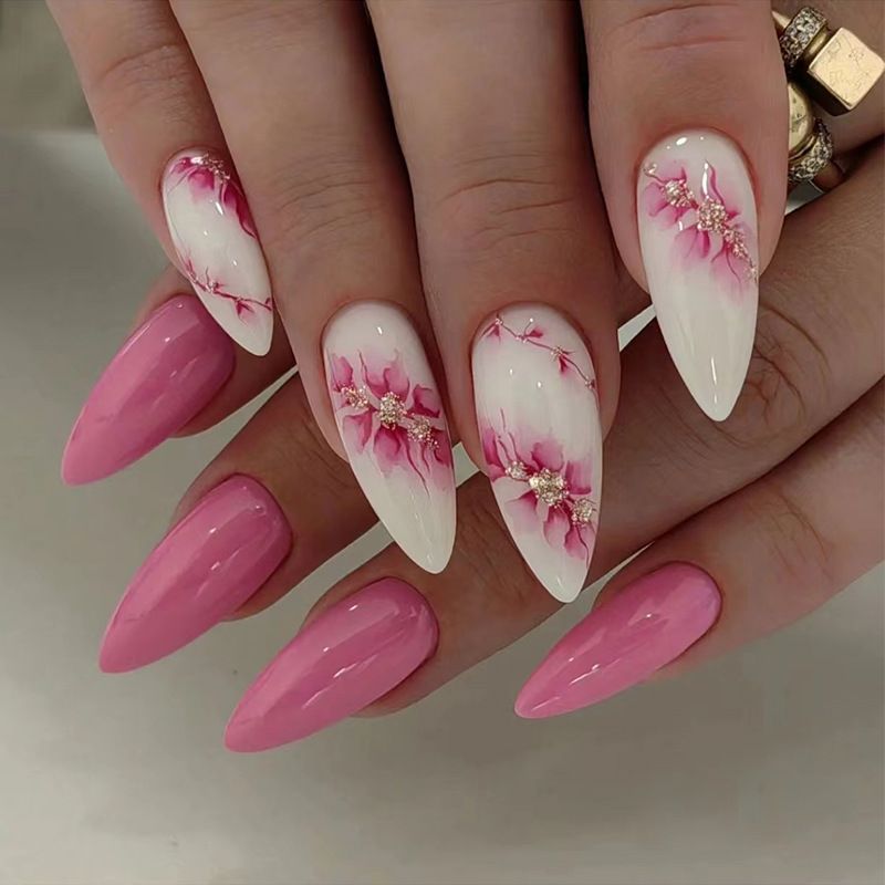 Ms.Miemie 24pcs Fake Nails Reusable Stick On Nails Press on Full Cover False Nail Tips with Jelly Stickers Makeup Accessorise view 2