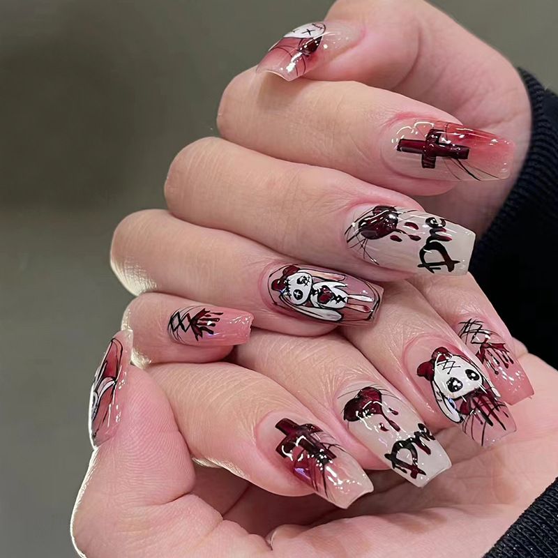Ms.Miemie 24pcs Fake Nails Reusable Stick On Nails Press on Full Cover False Nail Tips with Jelly Stickers Makeup Accessorise view 5