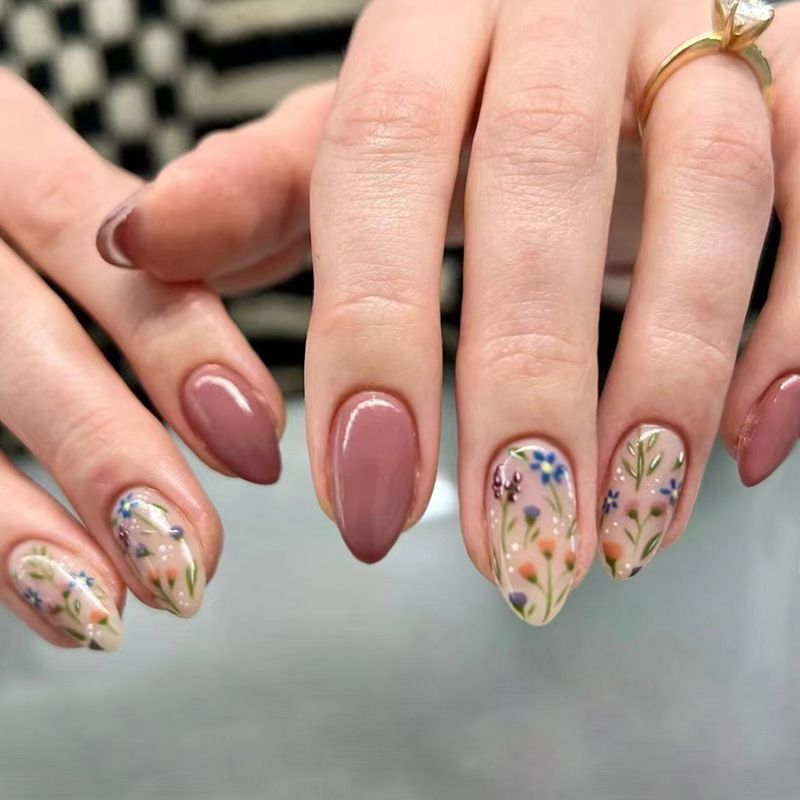 Ms.Miemie 24pcs Fake Nails Reusable Stick On Nails Press on Full Cover False Nail Tips with Jelly Stickers Makeup Accessorise view 2