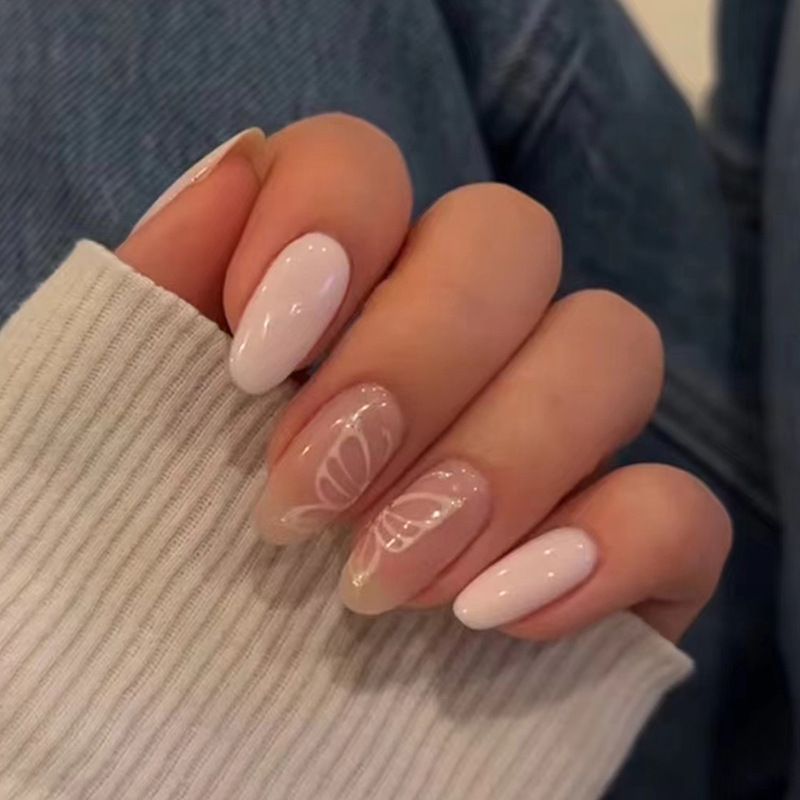 Ms.Miemie 24pcs Fake Nails Reusable Stick On Nails Press on Full Cover False Nail Tips with Jelly Stickers Makeup Accessorise view 5