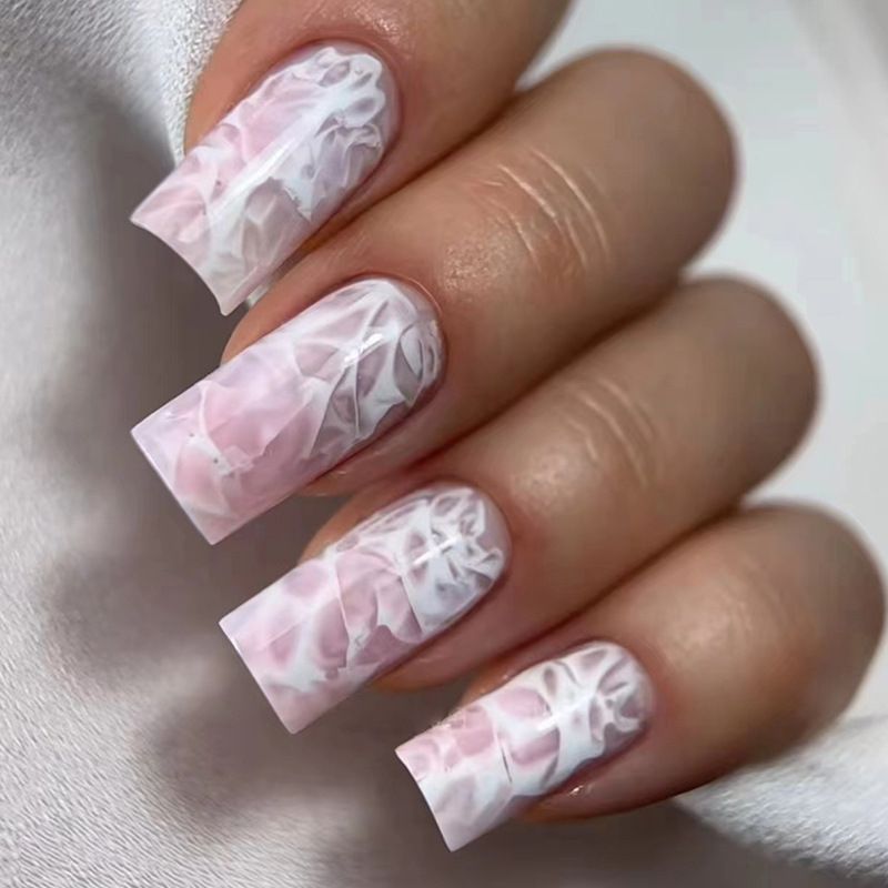 Ms.Miemie 24pcs Fake Nails Reusable Stick On Nails Press on Full Cover False Nail Tips with Jelly Stickers Makeup Accessorise view 4