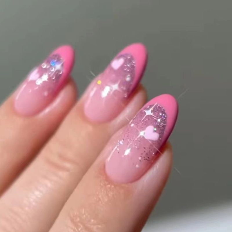 Ms.Miemie 24pcs Fake Nails Reusable Stick On Nails Press on Full Cover False Nail Tips with Jelly Stickers Makeup Accessorise view 2