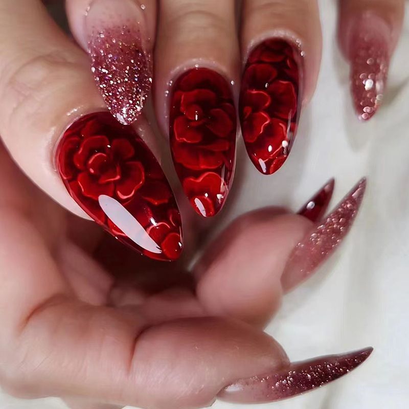 Ms.Miemie 24pcs Fake Nails Reusable Stick On Nails Press on Full Cover False Nail Tips with Jelly Stickers Makeup Accessorise view 3