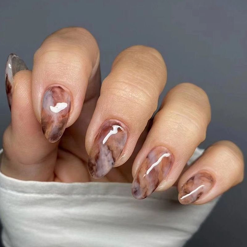 Ms.Miemie 24pcs Fake Nails Reusable Stick On Nails Press on Full Cover False Nail Tips with Jelly Stickers Makeup Accessorise view 5