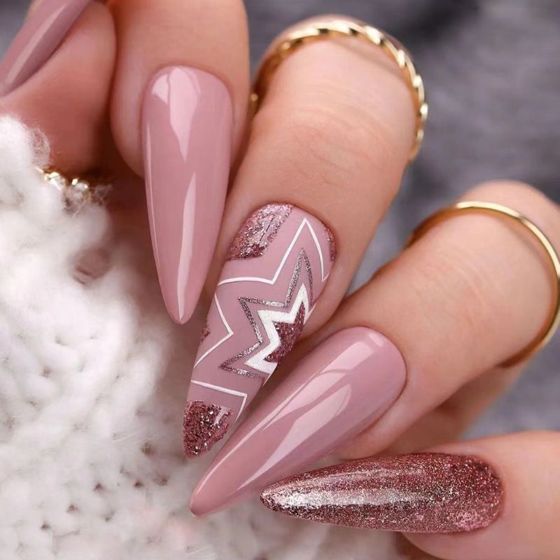 Ms.Miemie 24pcs Fake Nails Reusable Stick On Nails Press on Full Cover False Nail Tips with Jelly Stickers Makeup Accessorise view 3