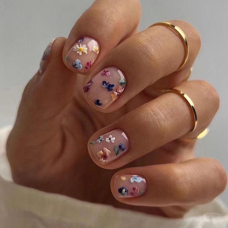 Ms.Miemie 24pcs Fake Nails Reusable Stick On Nails Press on Full Cover False Nail Tips with Jelly Stickers Makeup Accessorise view 3