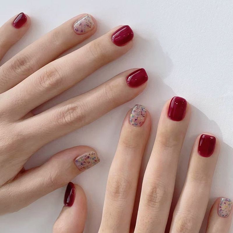 Ms.Miemie 24pcs Fake Nails Reusable Stick On Nails Press on Full Cover False Nail Tips with Jelly Stickers Makeup Accessorise
