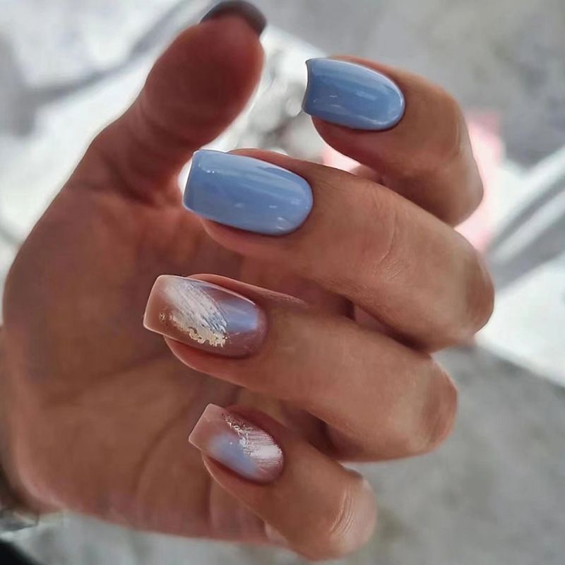 Ms.Miemie 24pcs Fake Nails Reusable Stick On Nails Press on Full Cover False Nail Tips with Jelly Stickers Makeup Accessorise