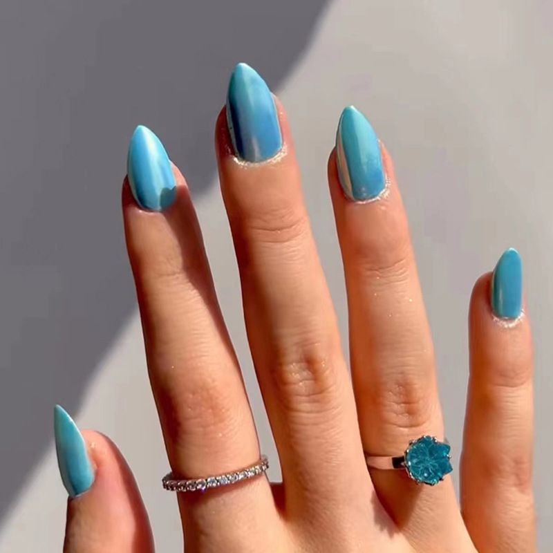 Ms.Miemie 24pcs Fake Nails Reusable Stick On Nails Press on Full Cover False Nail Tips with Jelly Stickers Makeup Accessorise