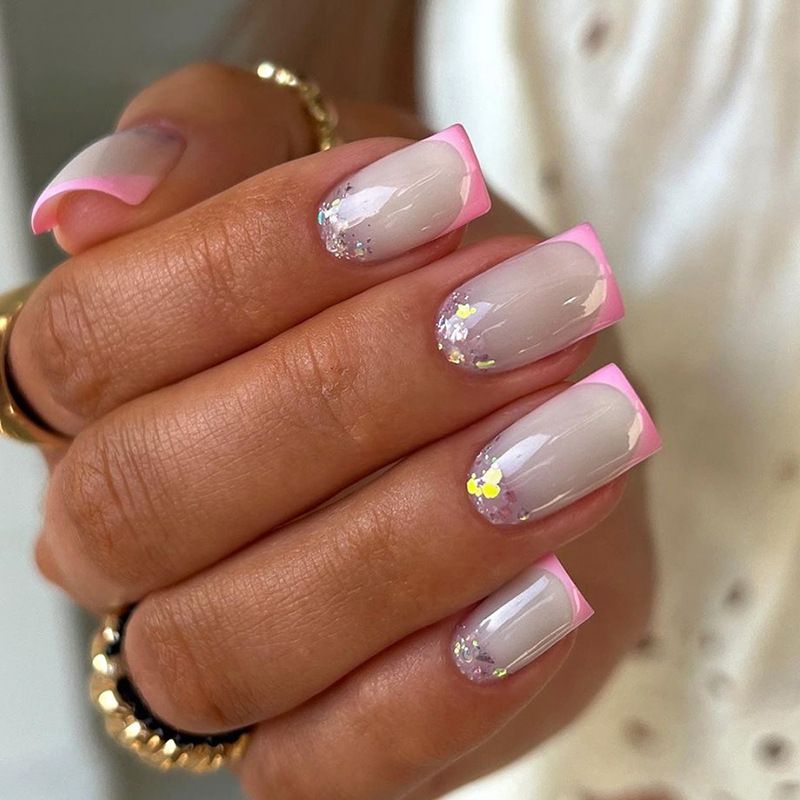 Ms.Miemie 24pcs Fake Nails Reusable Stick On Nails Press on Full Cover False Nail Tips with Jelly Stickers Makeup Accessorise view 3