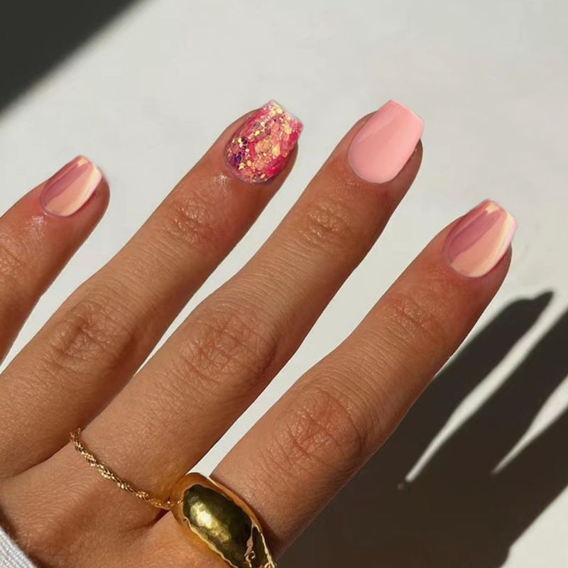 Ms.Miemie 24pcs Fake Nails Reusable Stick On Nails Press on Full Cover False Nail Tips with Jelly Stickers Makeup Accessorise view 4