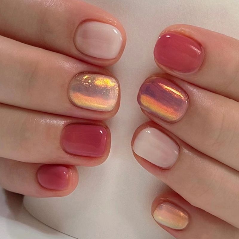 Ms.Miemie 24pcs Fake Nails Reusable Stick On Nails Press on Full Cover False Nail Tips with Jelly Stickers Makeup Accessorise view 5
