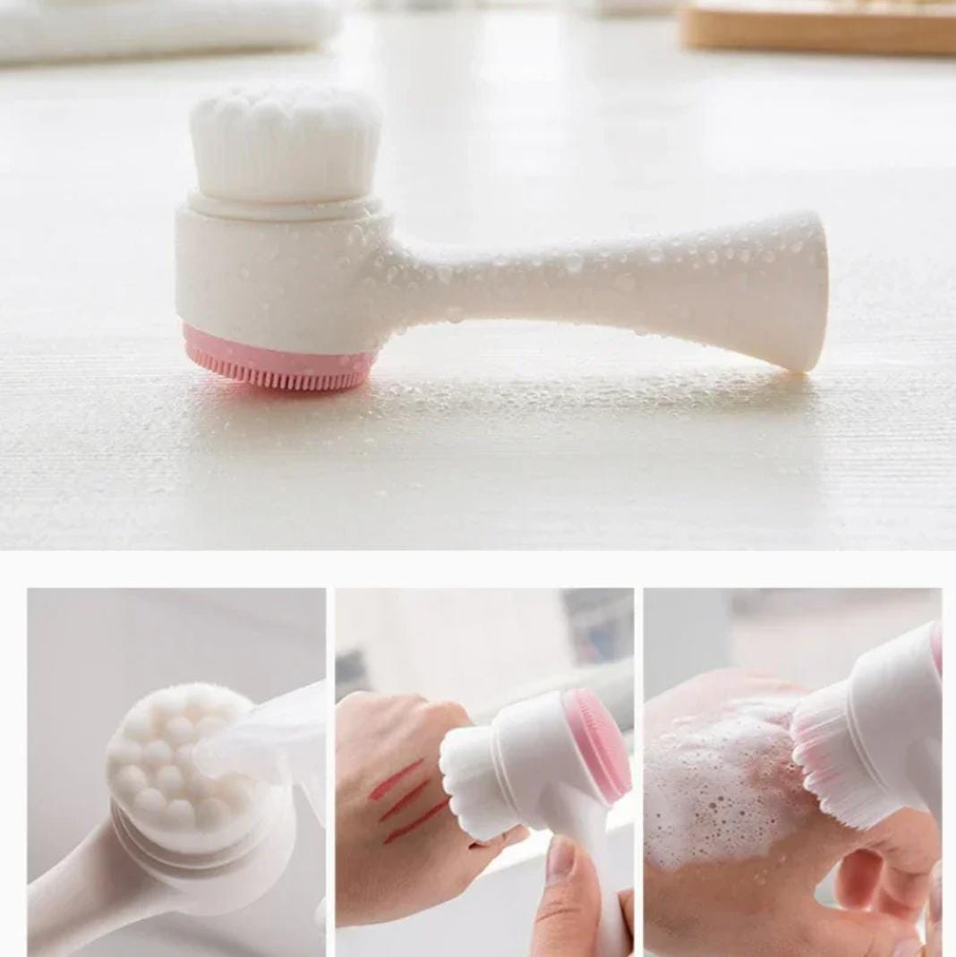 2 in 1 facial massager .Rolling massager for better blood circulation and prevent skin from aging.
Soft brush to clean up all the scurf that clings on the surface.
Make-up sponge to massage and clean