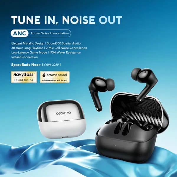 Oraimo SpaceBud Neo Plus – Wireless Earbuds with Noise Cancelling & Deep Bass