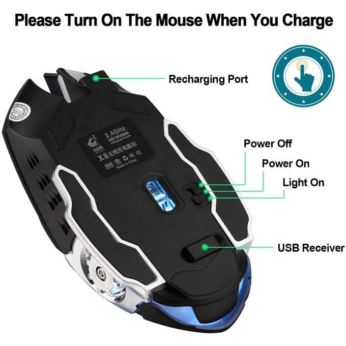 Mouse | Wireless Mouse | Wireless 2.4G Mouse Rechargeable 5.2 Bluetooth Silent Mouse