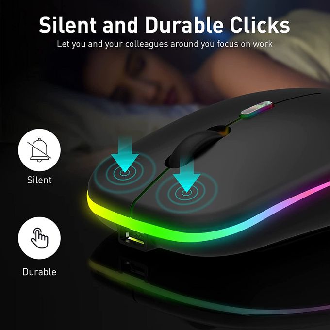 2.4G Bluetooth Dual Mode Rechargeable Wireless Mouse Black | 2.4G Bluetooth Dual Mode Rechargeable Wireless Mouse Black