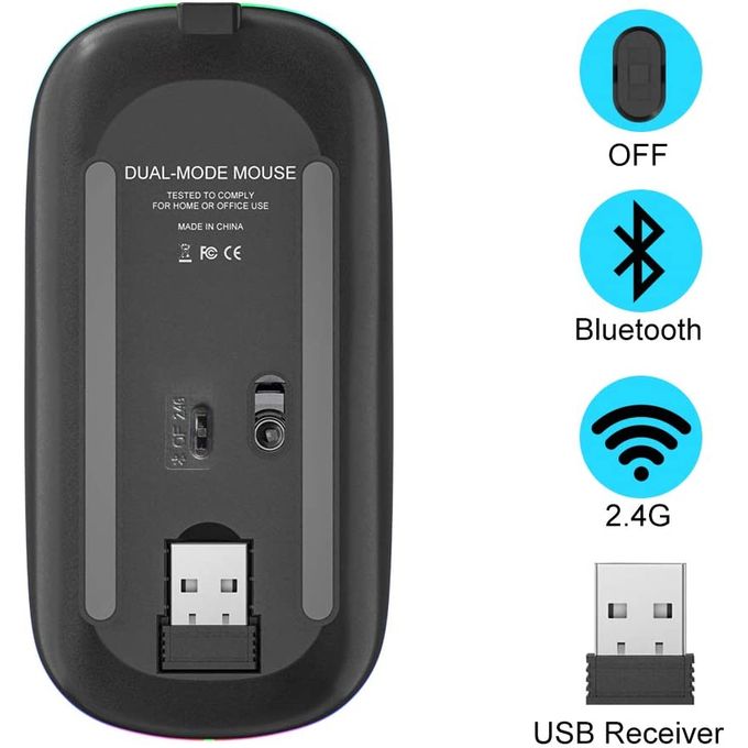 2.4G Bluetooth Dual Mode Rechargeable Wireless Mouse Black | 2.4G Bluetooth Dual Mode Rechargeable Wireless Mouse Black