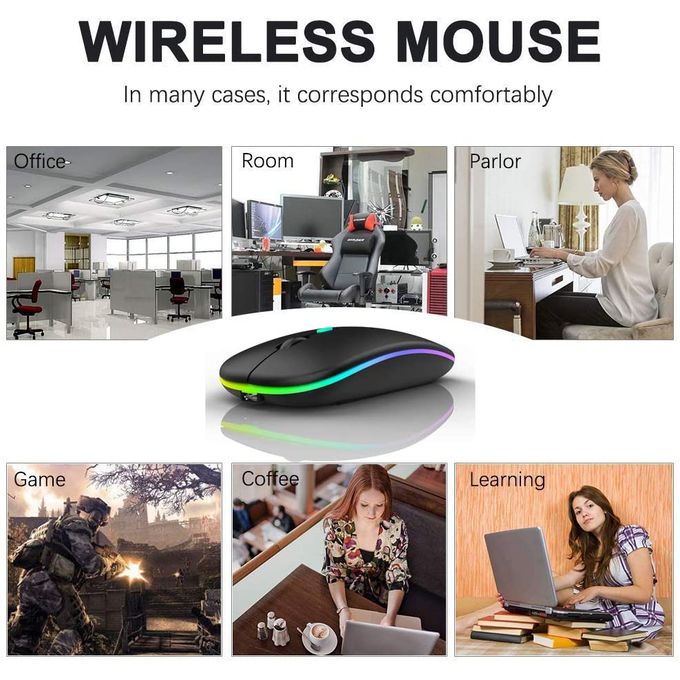 2.4G Bluetooth Dual Mode Rechargeable Wireless Mouse Black | 2.4G Bluetooth Dual Mode Rechargeable Wireless Mouse Black