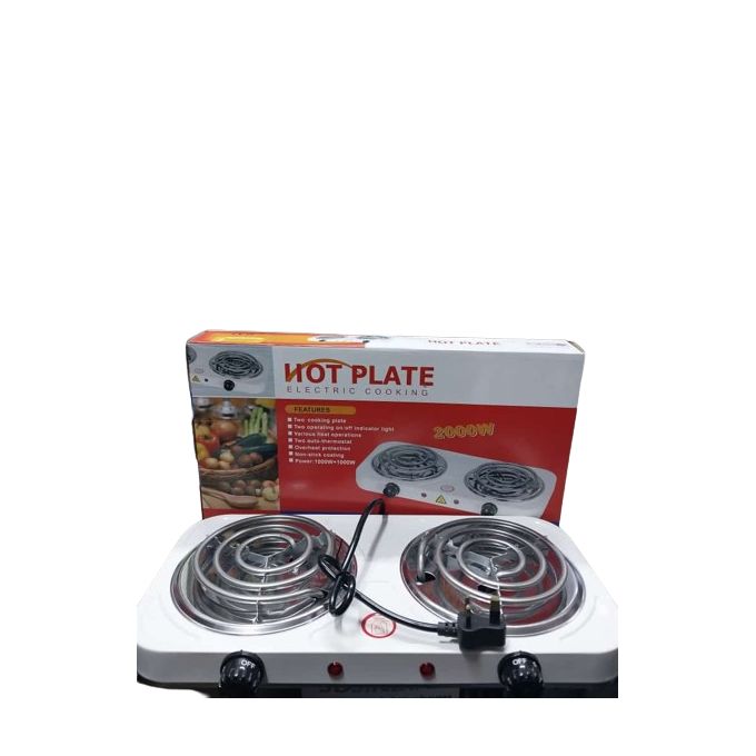 2000W Portable Electric Double Coil Burner – Dual Control Hot Plate Stove | 2-Burner Electric Cooker for Kitchen, Hostel, Travel