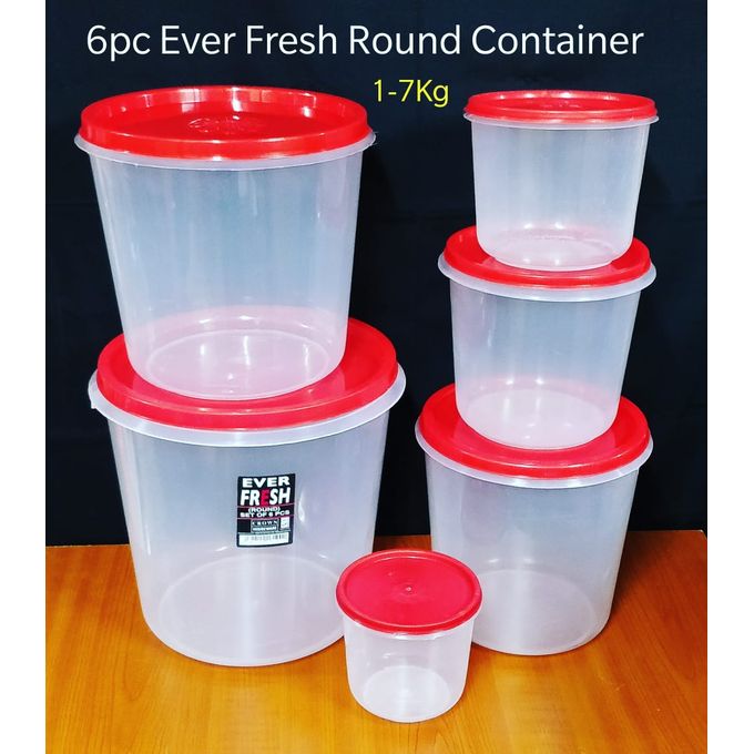 EverFresh 6-Piece Round Airtight Food Storage Containers | Plastic Kitchen Containers for Cereals, Leftovers & Snacks