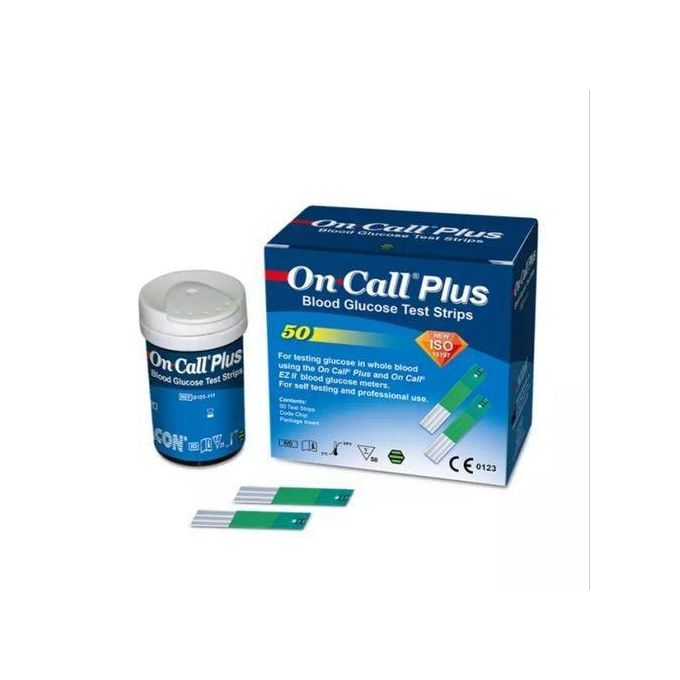 On Call Plus 50 Blood Sugar Test Strips | Glucose Test Strips Kenya | Diabetic Test Strips 50-Pack | On Call Plus Meter Compatible Blood Glucose Strips