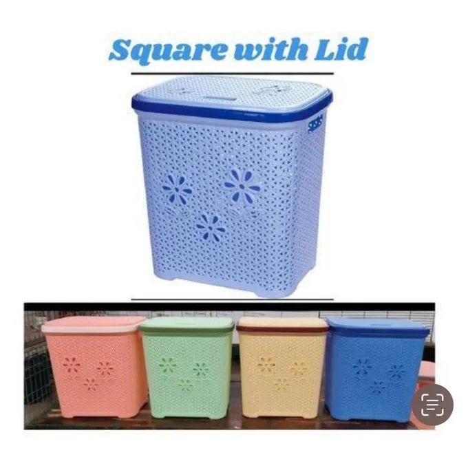 Square Laundry Basket Assorted Colours | Plastic Clothes Hamper Bin Kenya | Large Capacity Laundry Bin with Handles | Wardrobe Storage Organizer