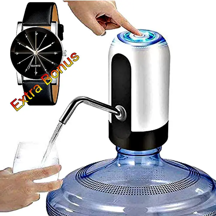 BEST HAND Electric Water Dispenser Pump 20L – USB Rechargeable Automatic Maji Pump – Portable Water Bottle Tap – Dispenser ya Maji Home Office + FREE Couple Watches Gift