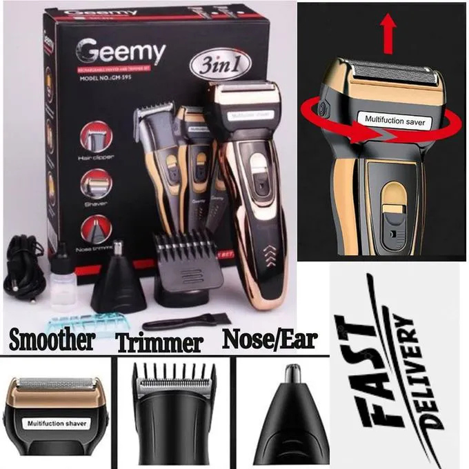 Geemy Rechargeable Electric Hair Clipper & Beard Trimmer 3-in-1 Kinyozi Machine – Cordless Shaving Machine for Men, Salon Barber Clippers Kenya