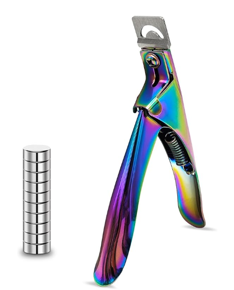 Acrylic Nail Cutter with Magnet Sizer & Length Measurement,Adjustable Stainless Nail Trimmer for Salon Home Nail Art, Professional Nail Clippers for Precise Manicures