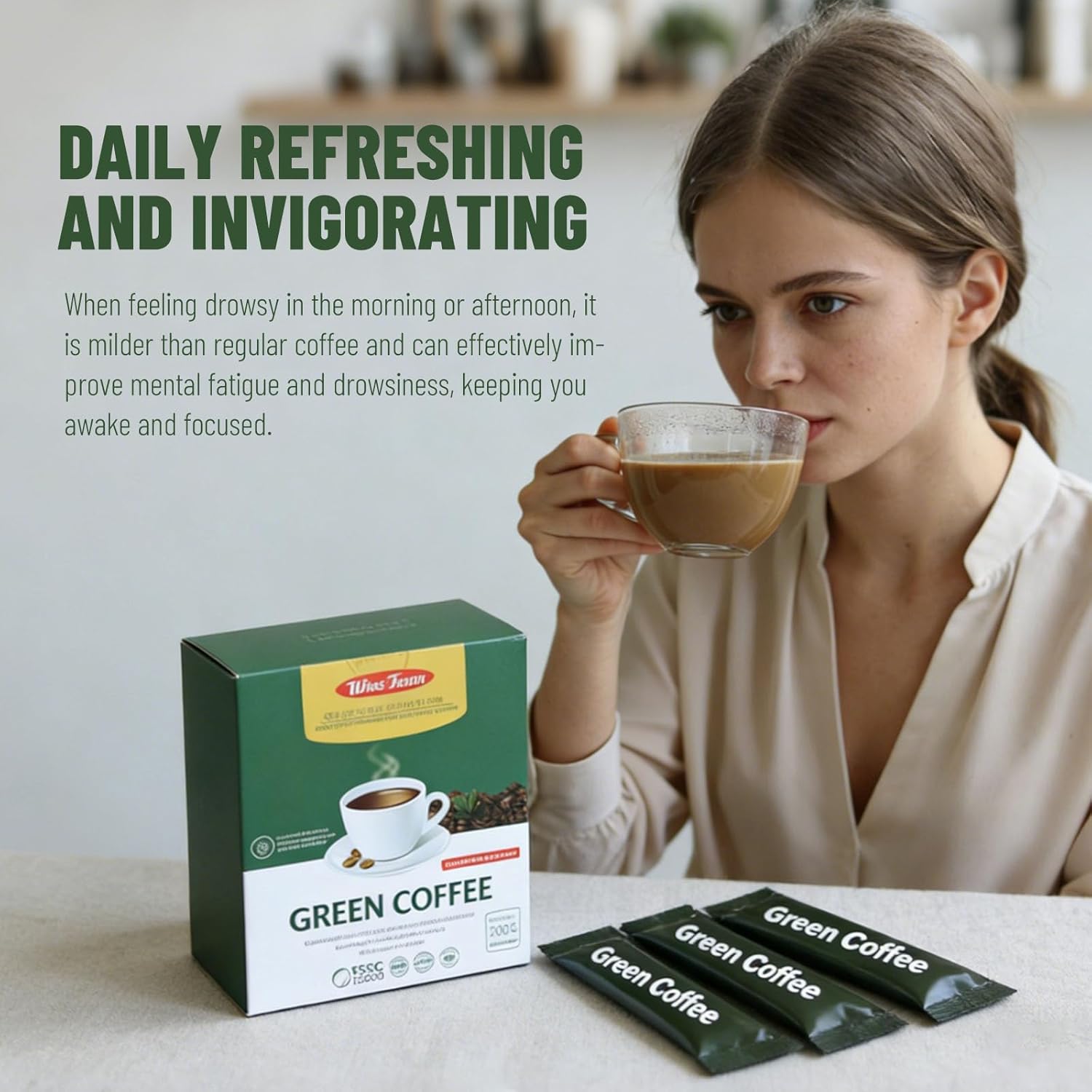 Wins Town Slimming Green Coffee, 200g Natural Diet Supplement for Healthy Weight loss, 20 Sachets