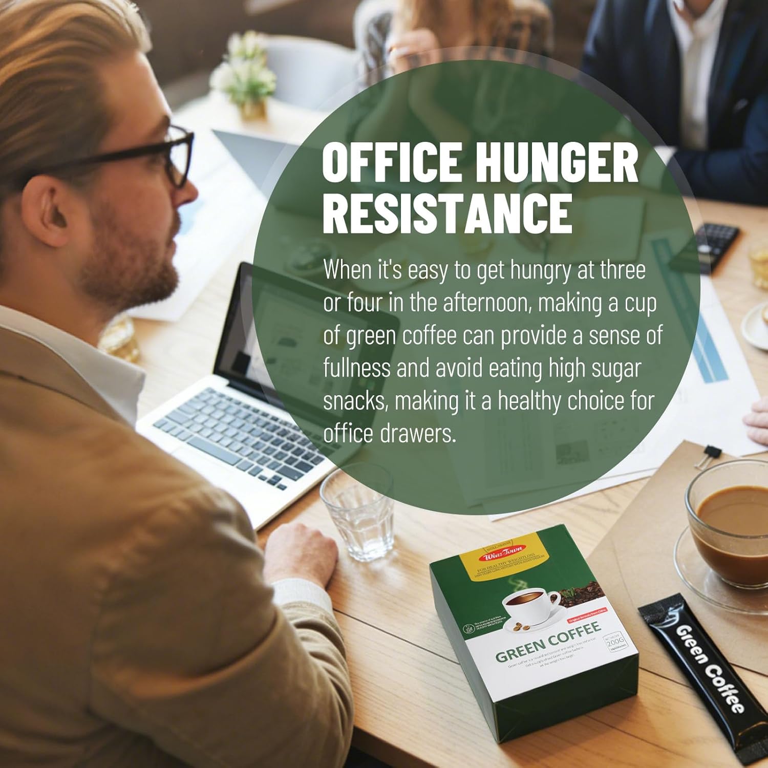 Wins Town Slimming Green Coffee, 200g Natural Diet Supplement for Healthy Weight loss, 20 Sachets