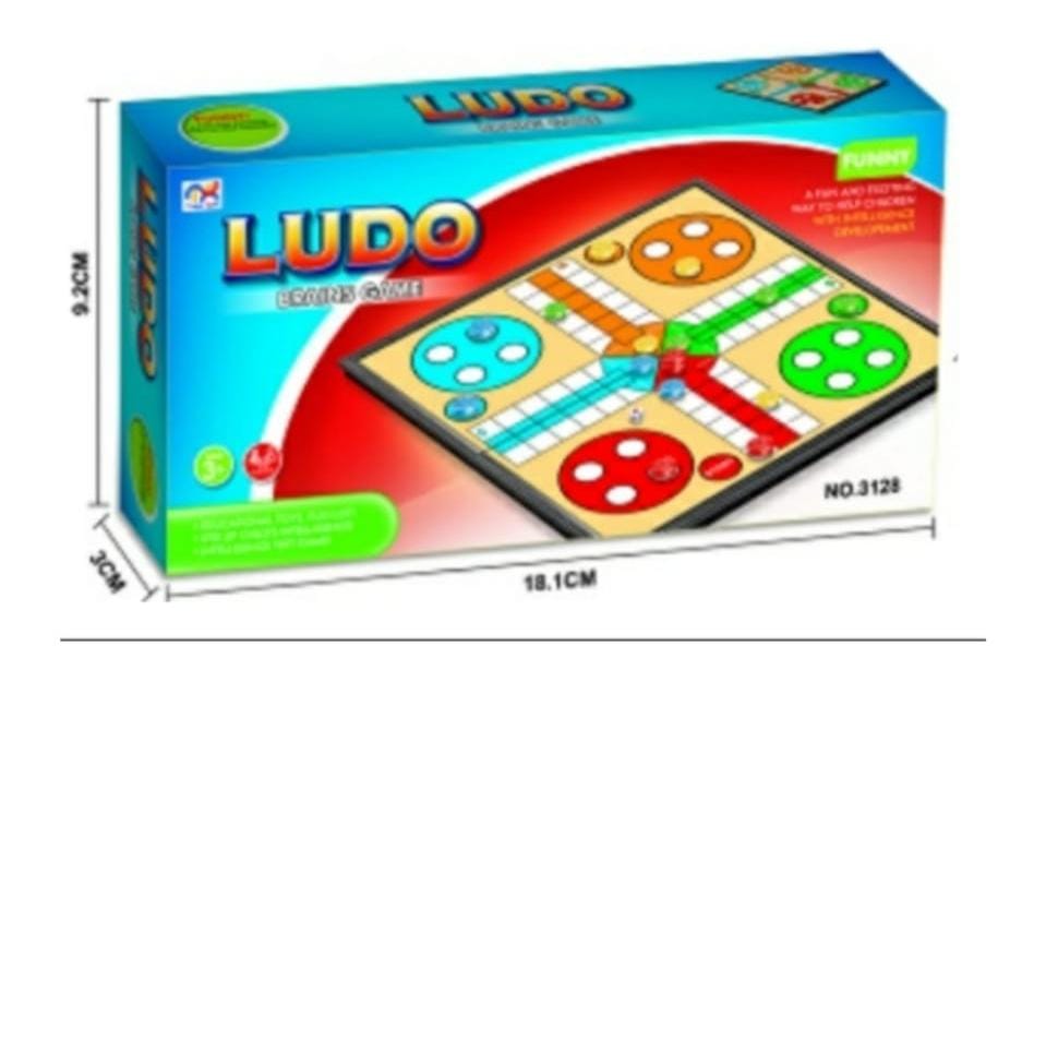 Ludo board game. More specifically, it appears to be a Ludo Brains Game, as indicated by the text on the box. Ludo is a classic board game that originated in India, typically played with 2-4 players u