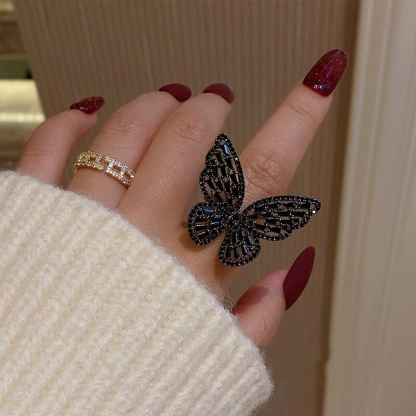 Ladies' jewelry Explosive hollowed out butterfly ring, exaggerated ring, non fading hand jewelry, women's ring