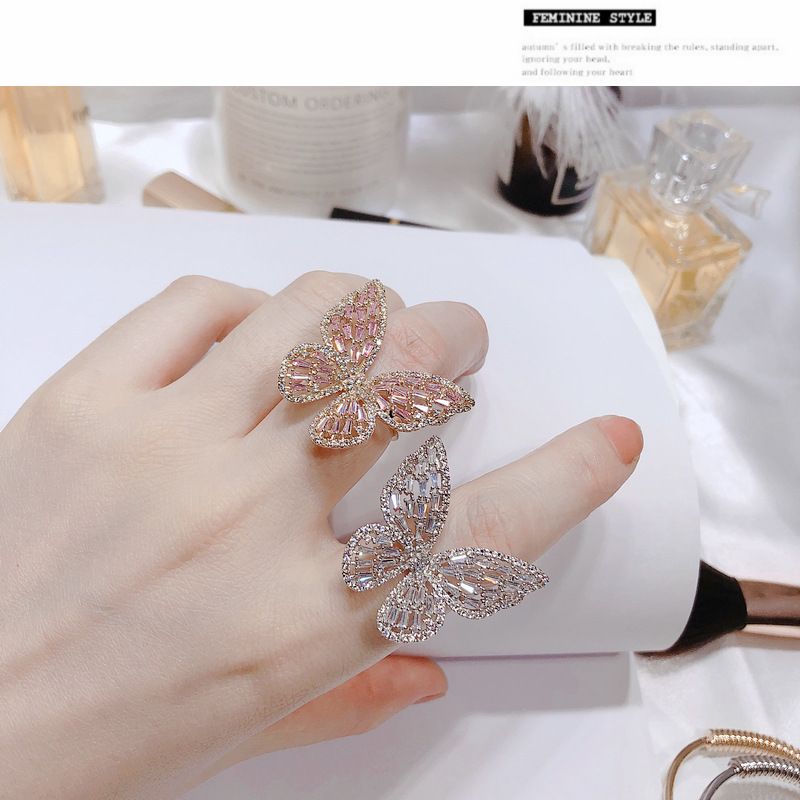 Ladies' jewelry Explosive hollowed out butterfly ring, exaggerated ring, non fading hand jewelry, women's ring
