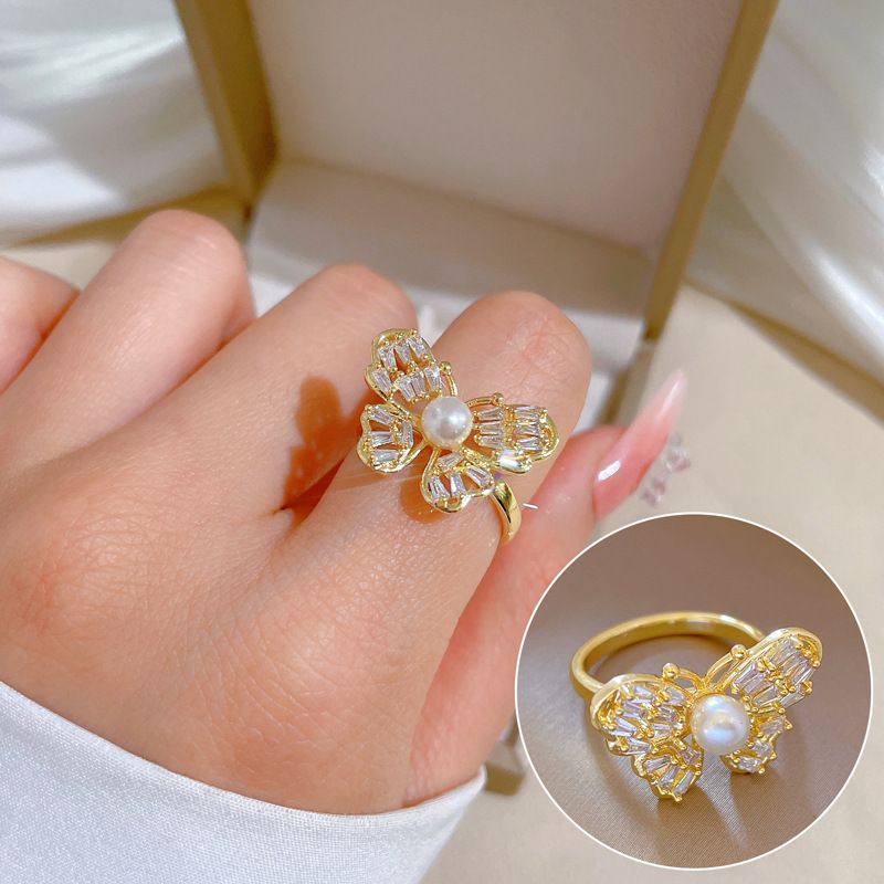 Elegant and sophisticated zircon super sparkling women's ring with adjustable opening, simple and popular Instagram Ladies' jewelry