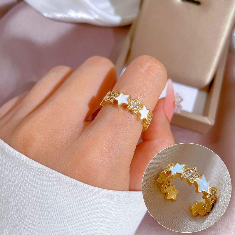 Elegant and sophisticated zircon super sparkling women's ring with adjustable opening, simple and popular Instagram Ladies' jewelry