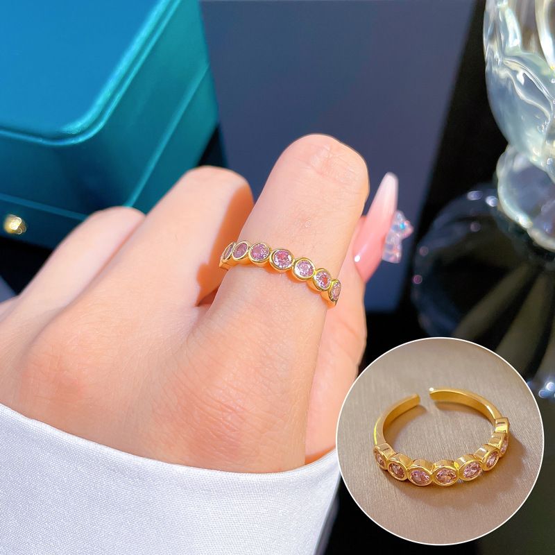 Elegant and sophisticated zircon super sparkling women's ring with adjustable opening, simple and popular Instagram Ladies' jewelry