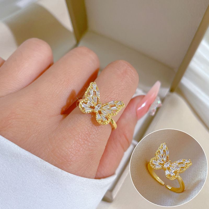 Elegant and sophisticated zircon super sparkling women's ring with adjustable opening, simple and popular Instagram Ladies' jewelry