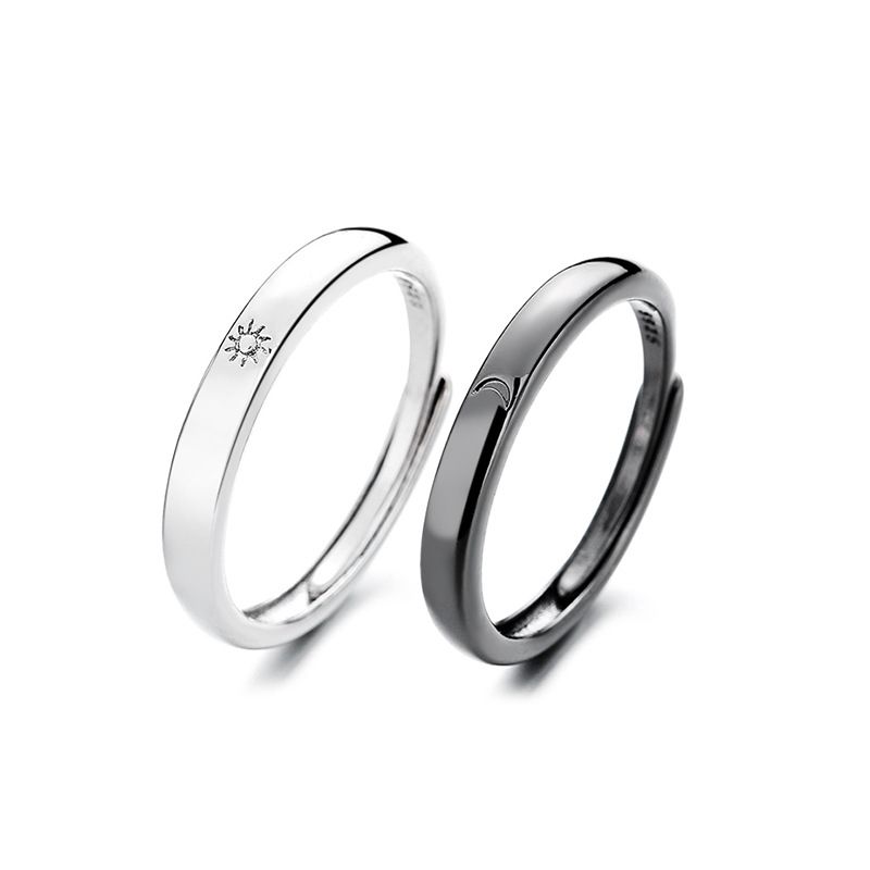 Ladies' jewelry  Sun Moon Couple Ring Black and White Pair Open Ring Long Distance Love Gift Sun Moon Love Couple Ring