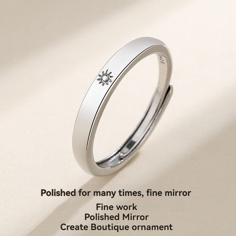 Ladies' jewelry  Sun Moon Couple Ring Black and White Pair Open Ring Long Distance Love Gift Sun Moon Love Couple Ring